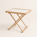 Pearl White Aster folding side table with removable serving tray