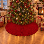 Red Cable Knit Christmas Tree Skirt 24 36 48 Inch, Knitted Tree Collar Cover, Farmhouse Christmas Holiday Home Decor