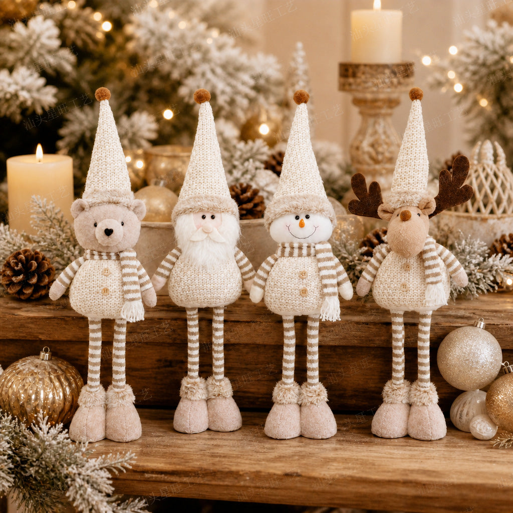 4-Piece Adjustable Christmas Figurine Set – Bear, Santa, Snowman & Reindeer