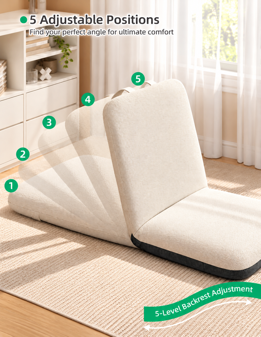 Modern Foldable Floor Chair – Portable Lazy Lounge Chair with Soft Cushion, Space-Saving Foldable Design for Living Room, Bedroom & Small Spaces