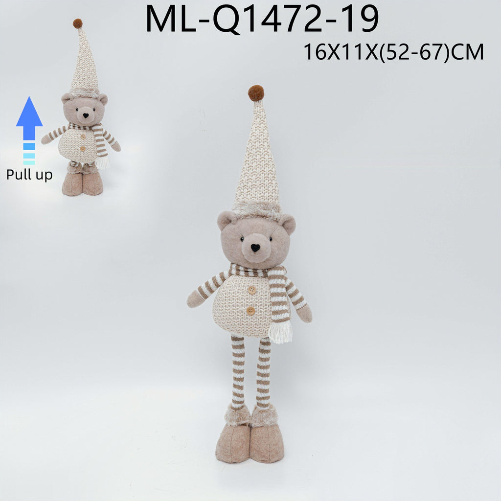 Adjustable Christmas bear figurine, 16 by 11 by 52 to 67 centimeters