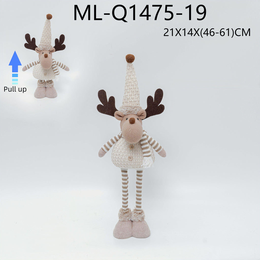 Adjustable reindeer Christmas figurine, 21 by 14 by 46 to 61 centimeters