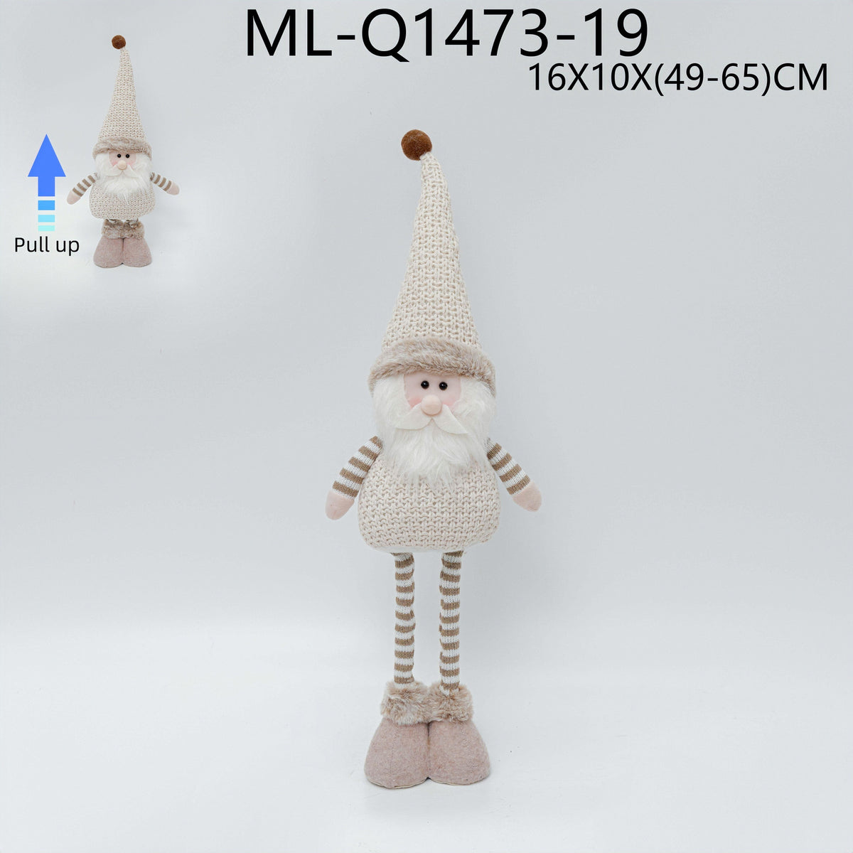 Adjustable Santa Christmas figurine, 16 by 10 by 49 to 65 centimeters