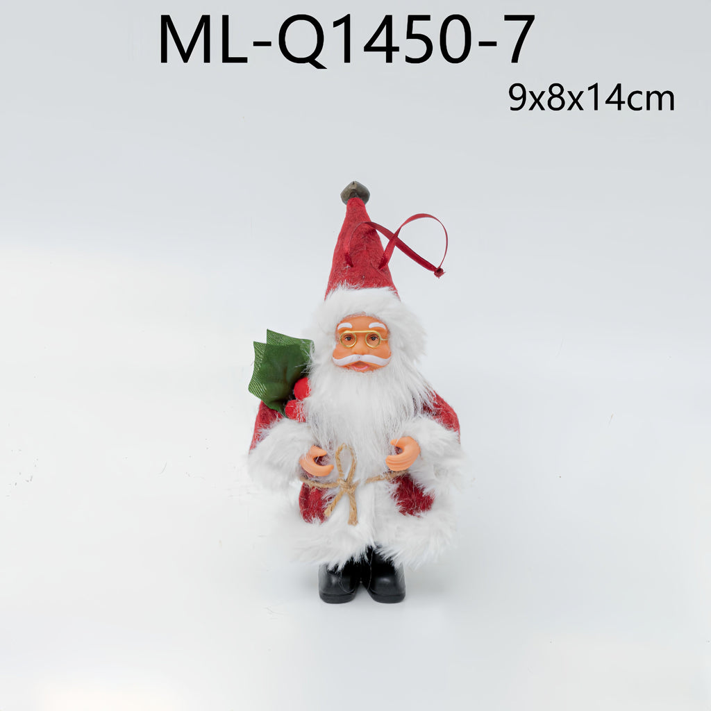 Mini Santa figurine with gift bag, 9 by 8 by 14 centimeters